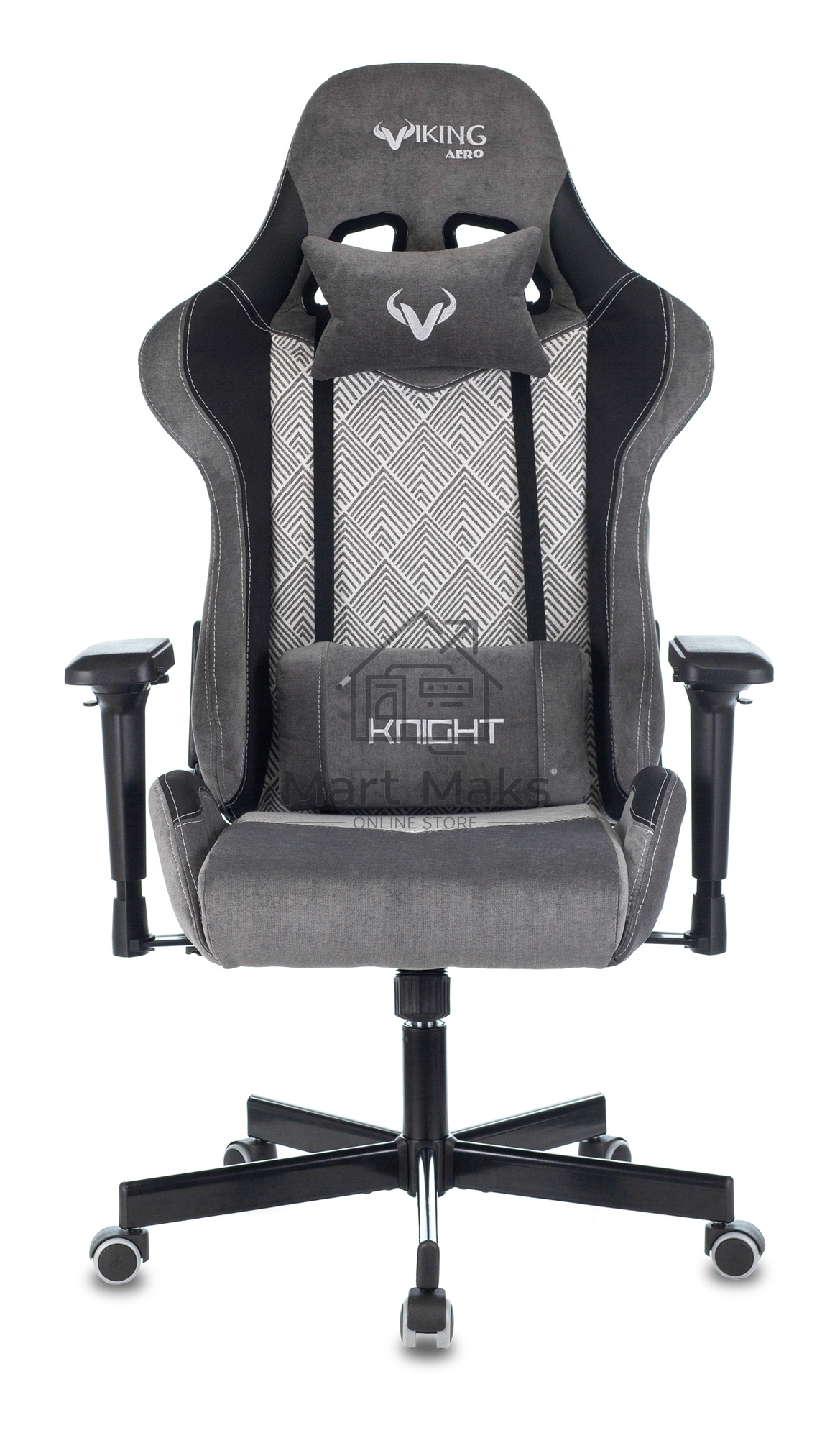 Кресло игровое Zombie VIKING 7 KNIGHT Fabric серый Loft ромбик текстиль/эко.кожа с подголов. крестовина металл