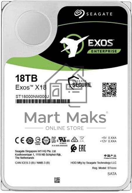 Жесткий диск Seagate Original SATA-III 18Tb ST18000NM000J Exos X18 512E (7200rpm) 256Mb 3.5