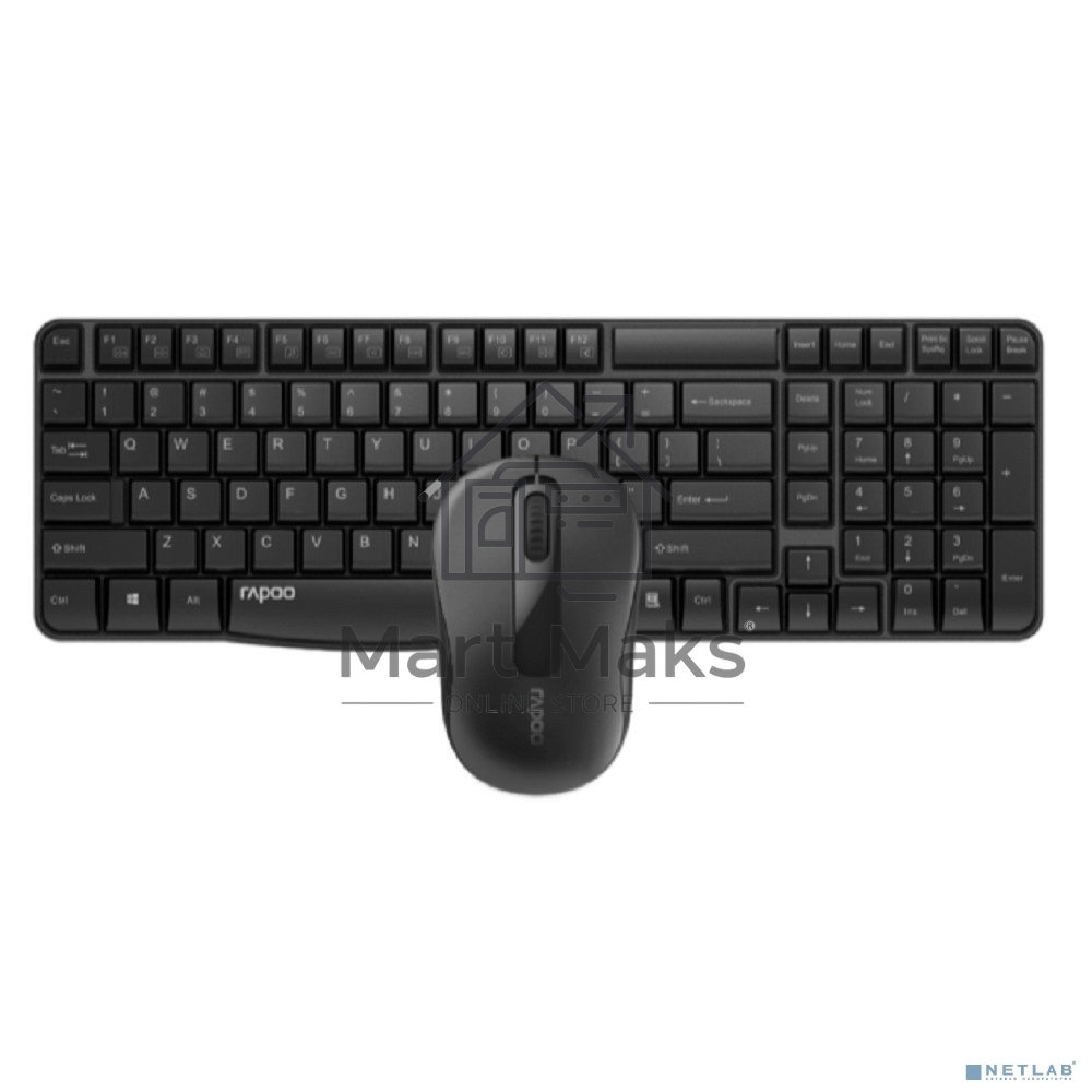 Клавиатура + мышь Rapoo X1800S клав:черный мышь:черный USB беспроводная