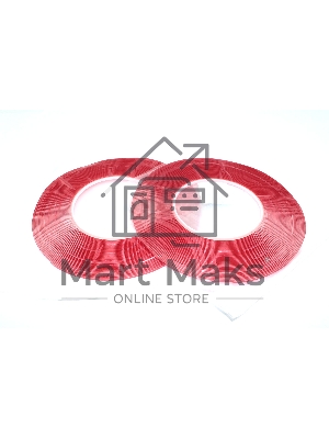 Скотч двусторонний прозрачный 3M с красной защитной лентой толщина 1мм ширина 2мм 10м 2 шт