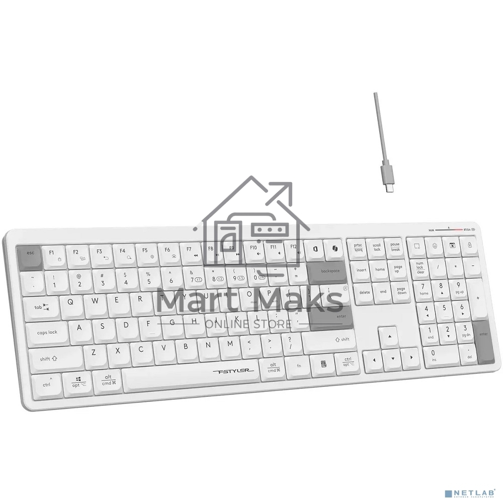 Клавиатура беспроводная A4Tech Fstyler FBX55C Bluetooth /USB /радиоканал белый