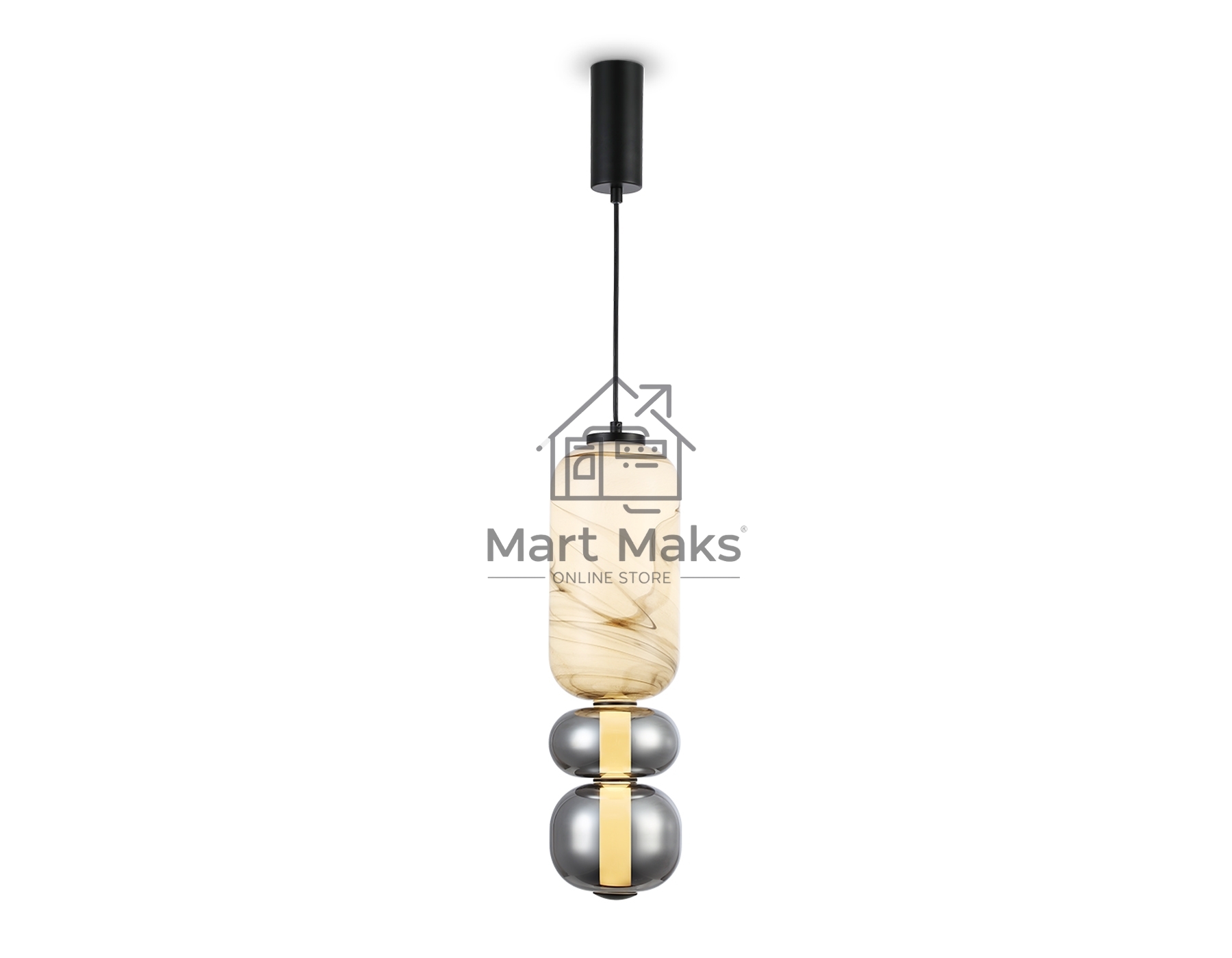 Подвесной светодиодный светильник Ambrella light LH11033 BK/MG/SM черный/мраморно-серый/дымчатый 18W 3000K D150*1900