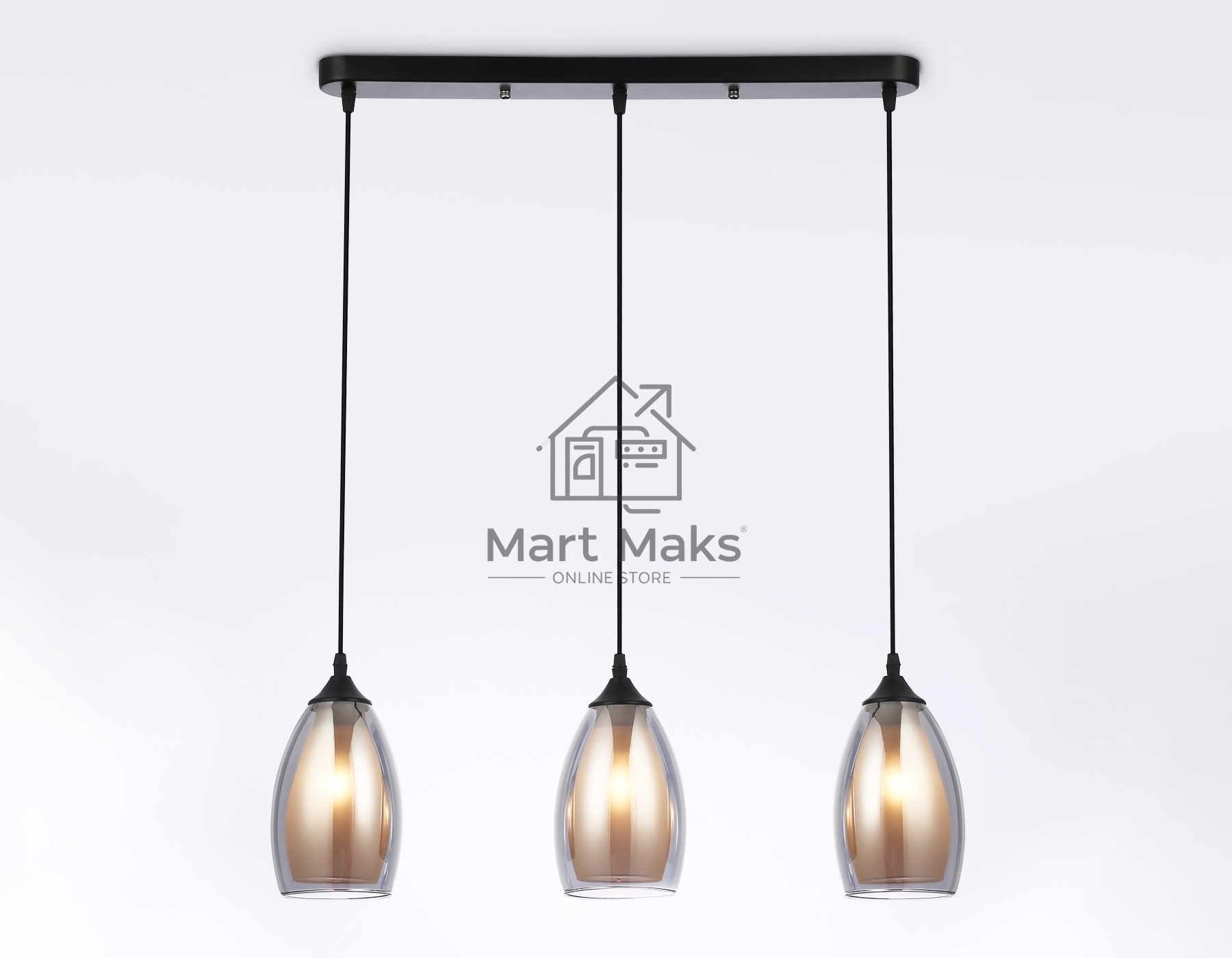Светильник Ambrella light TR3537/3 BK/SM/FR черный/дымчатый/белый матовый E27/3 max 40W 640*120*820