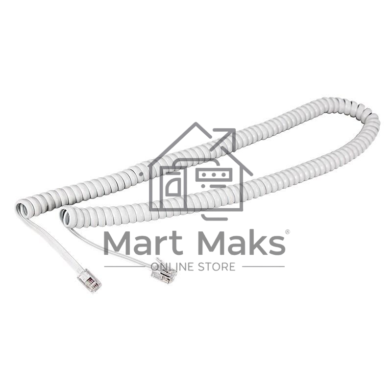 Шнур для телефонной трубки Rexant витой RJ-10 (4P-4C), 2м, белый