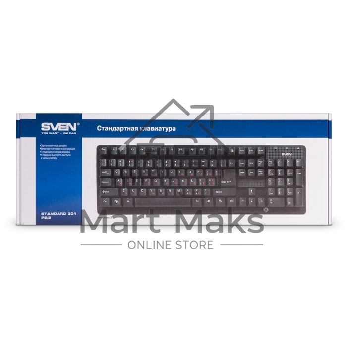 Клавиатура Keyboard SVEN Standard 301 USB чёрная SV-03100301UB