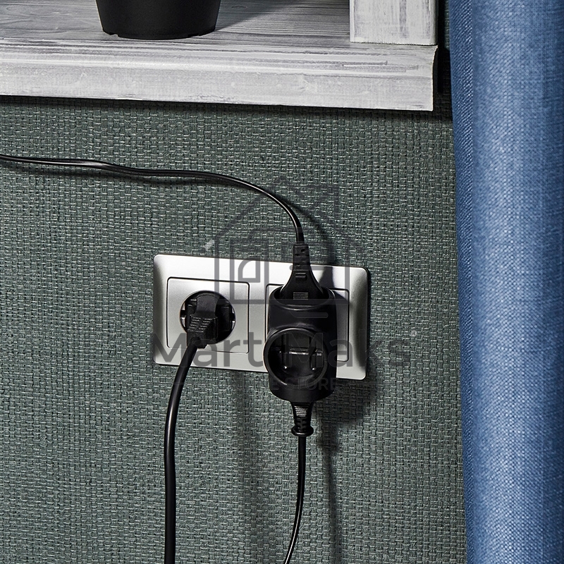 Тройник электрический 6А без заземления, черный Rexant