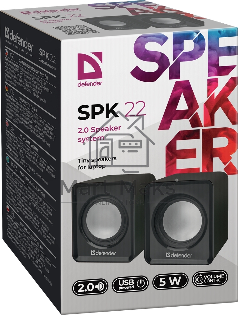 Акустическая 2.0 система Defender #1 SPK 22 черный, 5 Вт, питание от USB