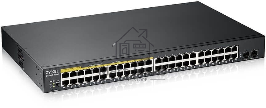 Kоммутатор Zyxel GS1900-48HPv2 Smart L2 PoE + switch, rack 19 