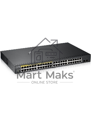 Kоммутатор Zyxel GS1900-48HPv2 Smart L2 PoE + switch, rack 19 