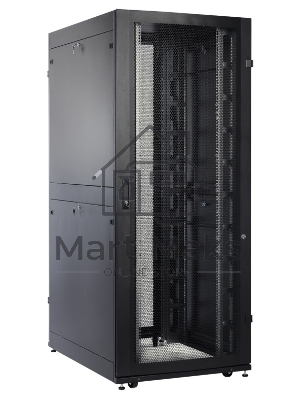 Шкаф серверный ПРОФ напольный 42U (800x1000) дверь перфор., задние двойные перфор., черный, в сборе