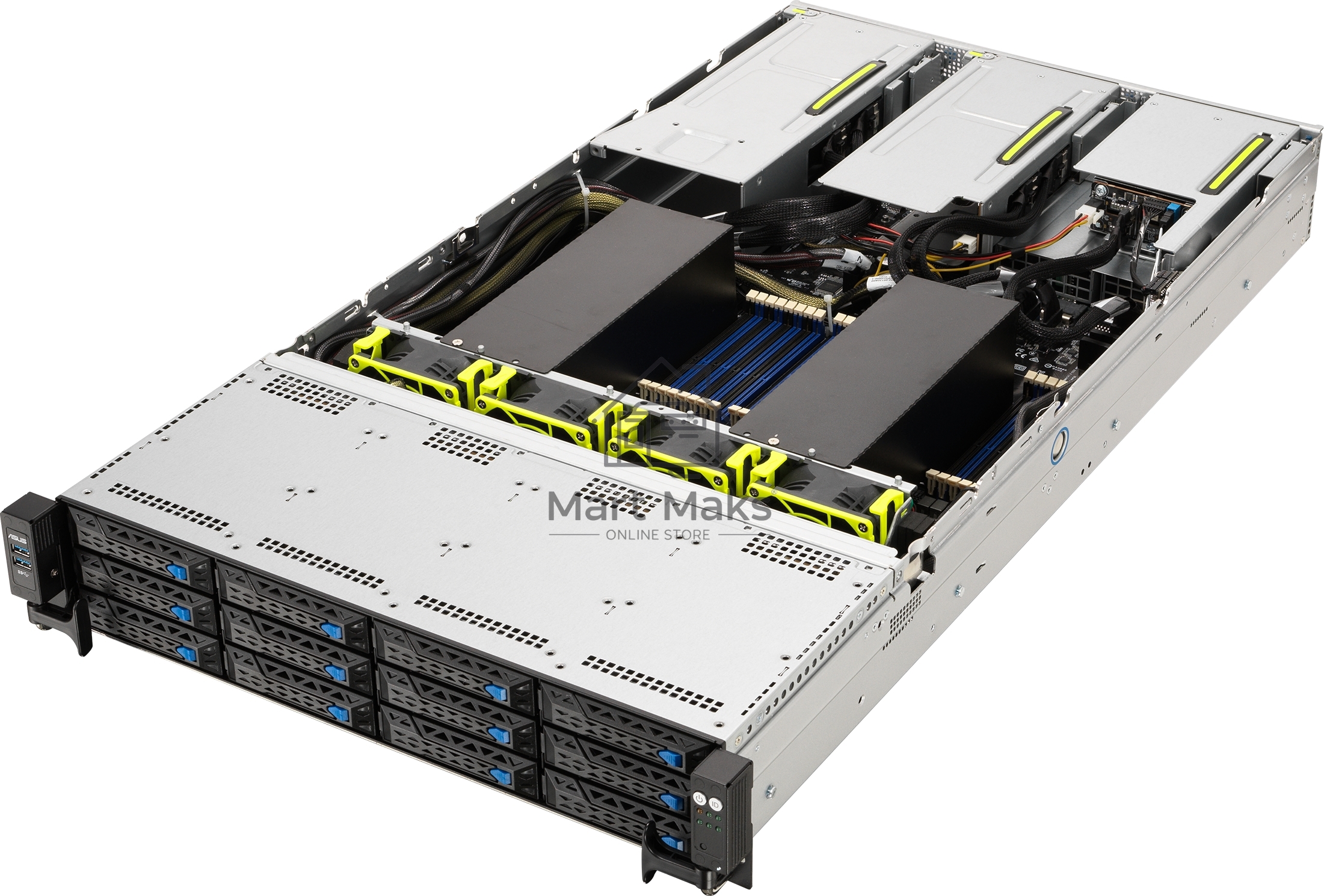 Серверная платформа Asus RS720A-E11-RS12 3x SFF8643 + 4x Slimx8 NVME + 4x Slimx4(NVME) on the backplane, support 8xNVME to motherboard, 1x OCP 3.0, 2x 10GbE (Intel x710), 2x 1600W