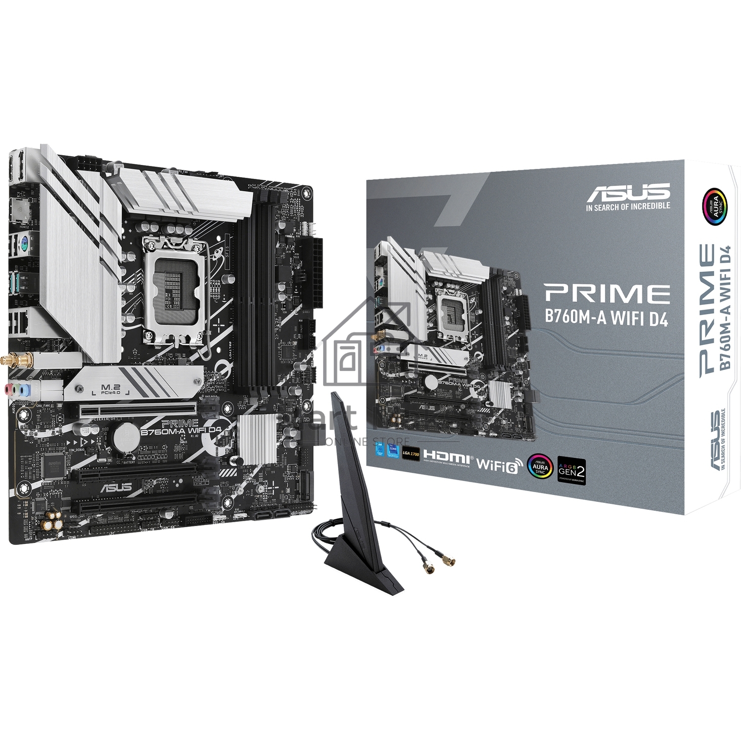 Материнская плата ASUS PRIME B760M-A WIFI D4, LGA 1700, Intel B760, 4xDDR4, 4xSATA, 2xM.2, 1xPCIe 4.0 x16, 1xPCIe 4.0 x4, 1xPCIe 4.0 x1, 2xHDMI, 1xDP, 1x 2.5Gb LAN, 2xUSB-A 3.2 Gen 2, 4xUSB-A 2.0, 3x3.5 мм, 7.1, mATX