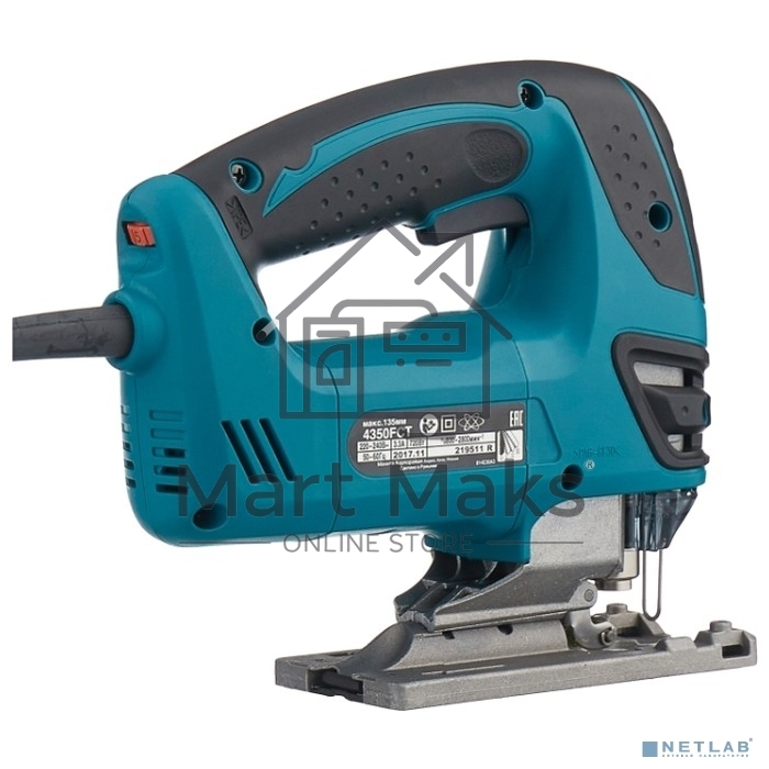 Лобзик Makita 4350FCT Лобзик,в\рук,720Вт,800-2800об\м,ход-26мм,рез-135мм,2.5кг,чем,подсветка,маятн