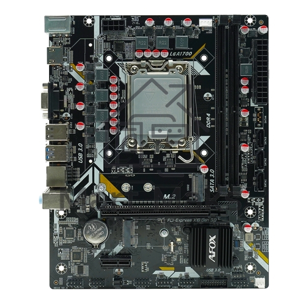 Материнская плата AFOX IH610D4-MA5-V4, LGA 1700, Intel H610, 2xDDR4, 3xSATA, 1xM.2, 1xPCIe 4.0 x16, 1xPCIe x1, 1xminiPCIe, 1xHDMI, 1xD-Sub, 1x 1Gb LAN, 2xUSB-A 2.0, 2xUSB-A 3.2 Gen 1, 3x3.5 мм, 5.1, microATX