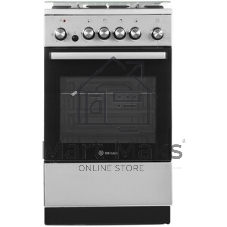 Плита комбинированная De Luxe 5040.41ГЭ (КР) ЧР-010 нержавеющая сталь, конфорок 4 шт, духовка 46 л, 50 см x 85 см x 50 см