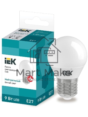 Лампа cветодиодная Iek LLE-G45-9-230-40-E27 ECO G45 шар 9Вт 230В 4000К E27