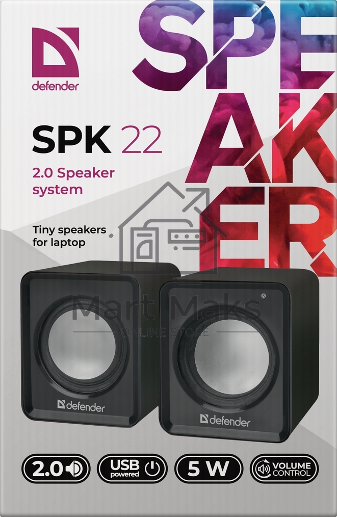 Акустическая 2.0 система Defender #1 SPK 22 черный, 5 Вт, питание от USB