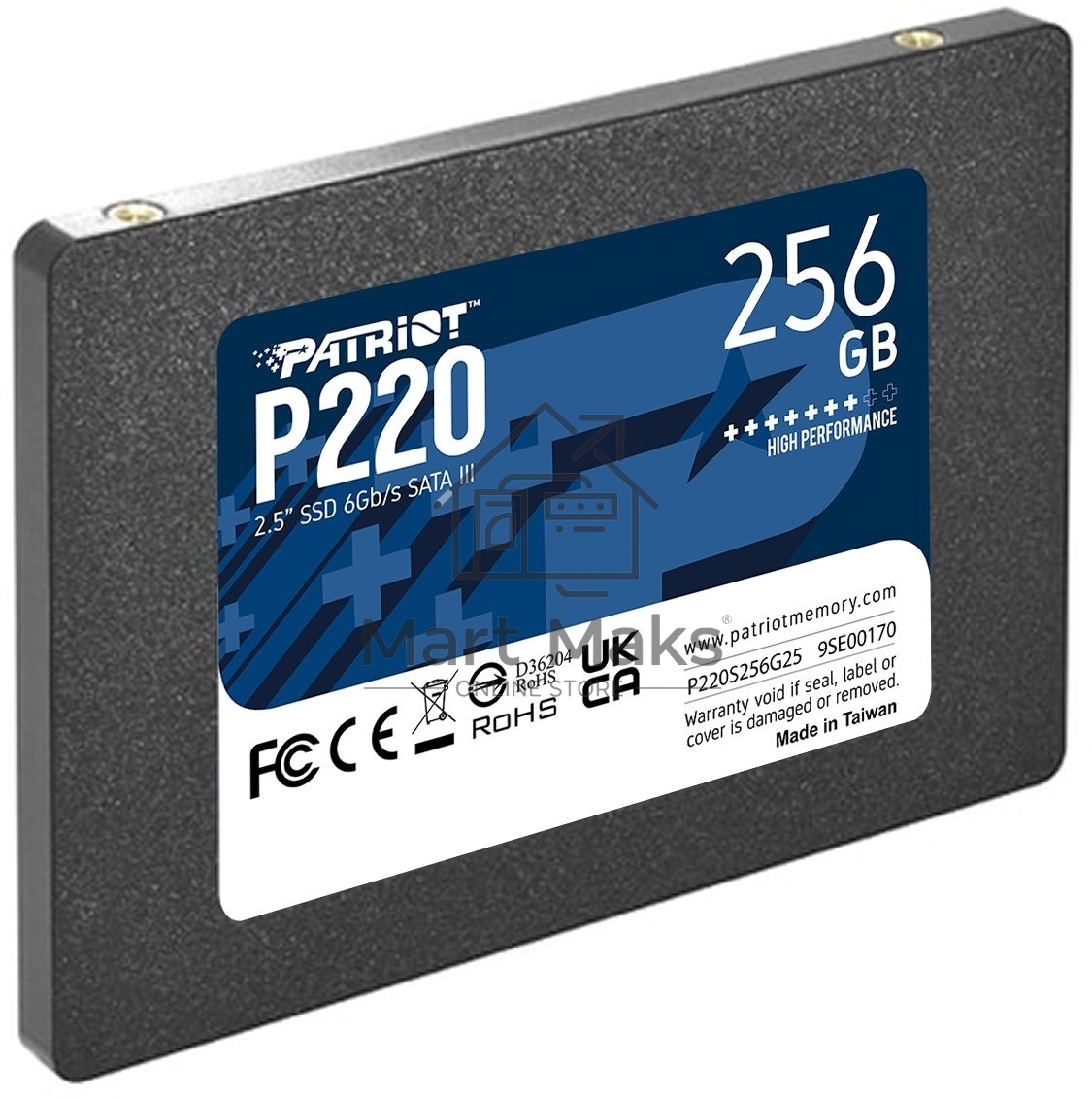 Накопитель SSD Patriot P220, 256GB, SATA-III, 2.5