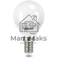 Лампа светодиодная Gauss 105101307 6.5Вт цок.:E14 шар 220B 6500K св.свеч.бел.хол. (упак.:10шт)