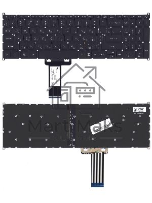 Клавиатура для ноутбука Acer Aspire 7 A715-73 черная с подсветкой