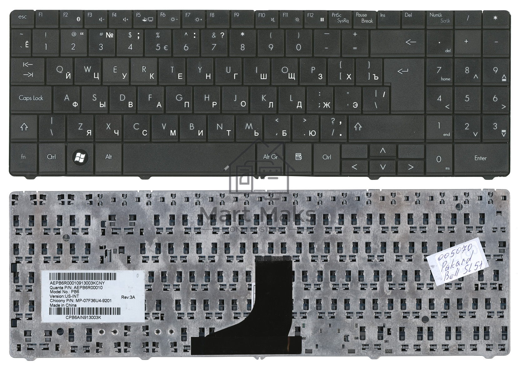 Клавиатура для ноутбука Packard Bell SL51 черная