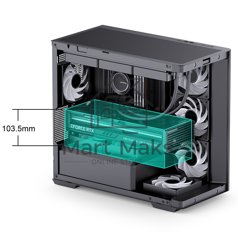 Корпус без блока питания Корпус JONSBO D300 Black MATX без БП, боковая панель из закаленного стекла, mini-ITX, micro-ATX, черный