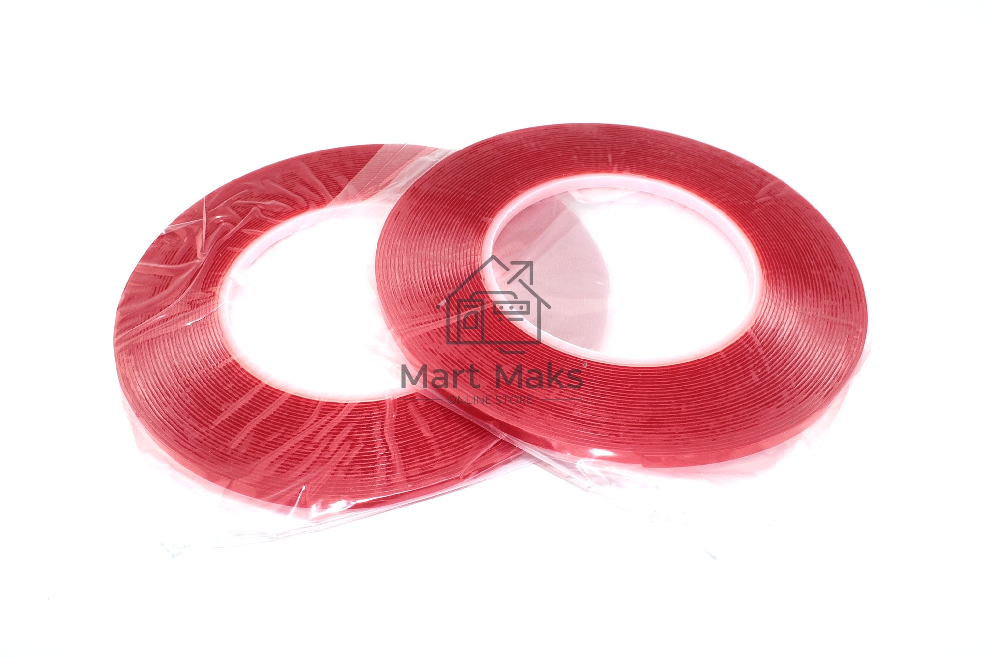 Скотч двусторонний прозрачный 3M с красной защитной лентой толщина 1мм ширина 4мм 10м 2 шт