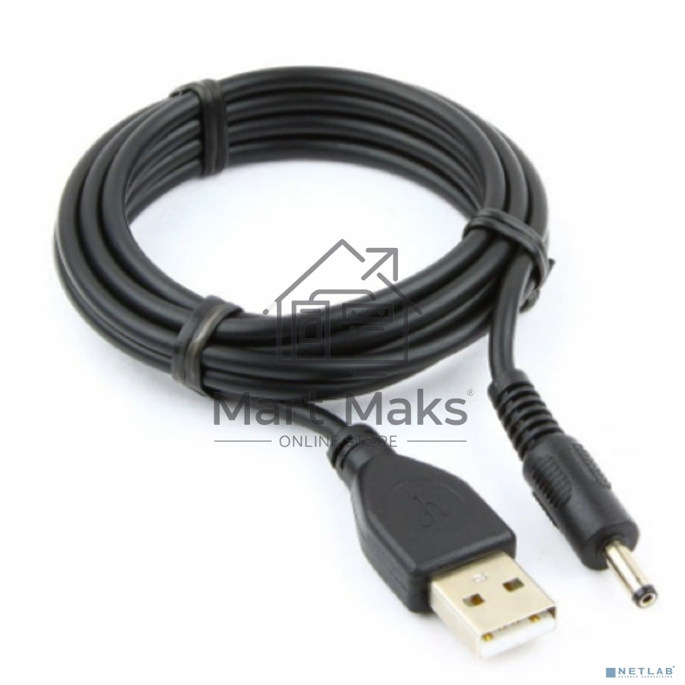 Кабель Cablexpert CC-USB-AMP35-6-N USB2.0 AM/DC 3.5мм (для хабов), медь, экран, 1.8м, черный, пакет