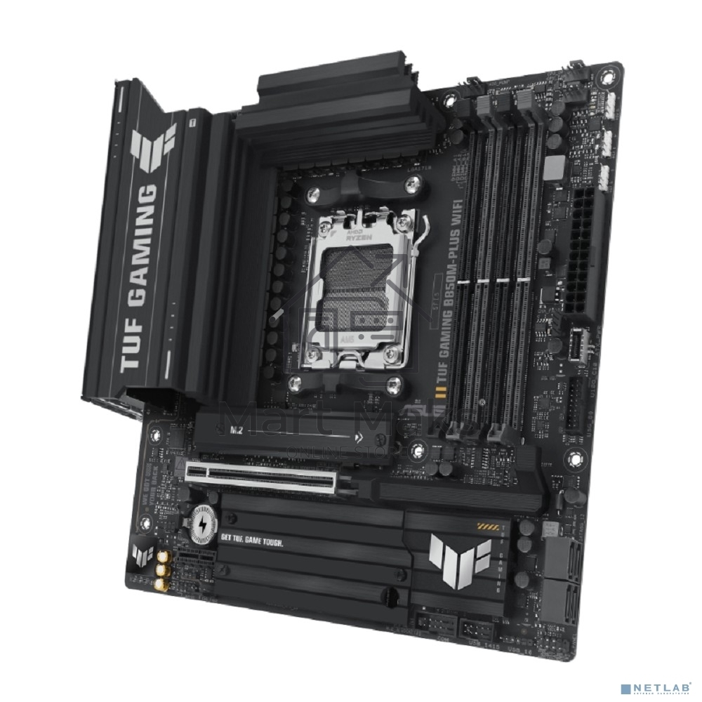 Материнская плата ASUS TUF GAMING B850M-PLUS WIFI, AM5, AMD B850, 4xDDR5, 4xSATA, 3xM.2, 1xPCIe 4.0 x16, 1xHDMI, 1xDP, 1x 2.5Gb LAN, 1xUSB-C 20Gbps, 3xUSB-A 10Gbps, 4xUSB-A 5Gbps, 4xUSB-A 2.0, 7.1, micro-ATX