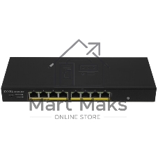 Коммутатор гибридный Smart L2 PoE+ Zyxel NebulaFlex GS1915-8EP, 8xGE PoE+, бесшумный (без вентилятора), бюджет PoE 60 Вт, автономное/облачное управление