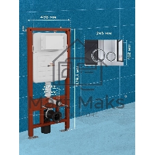 Инсталляция усиленная BAU IDEAL, клавиша BAU Wheel антивандальная, нержавеющая сталь хром