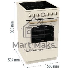 Плита электрическая Gorenje GECS5B70CLI бежевый, конфорок 4 электрических, духовка 70 л, 50 см x 85 см x 59.4 см