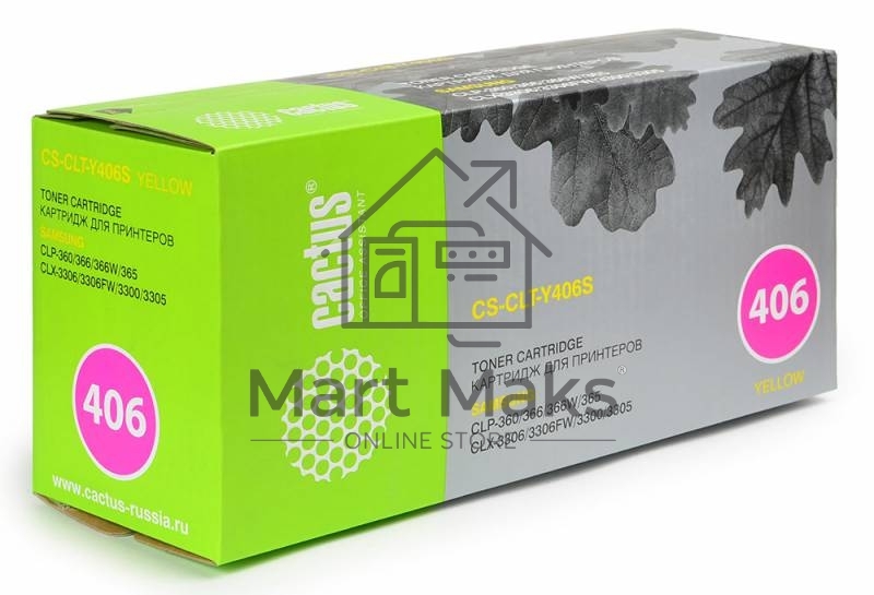 Картридж лазерный Cactus CS-CLT-Y406S yellow желтый (1000 стр.) для Samsung CLP-360/365/CLX-3300/3305