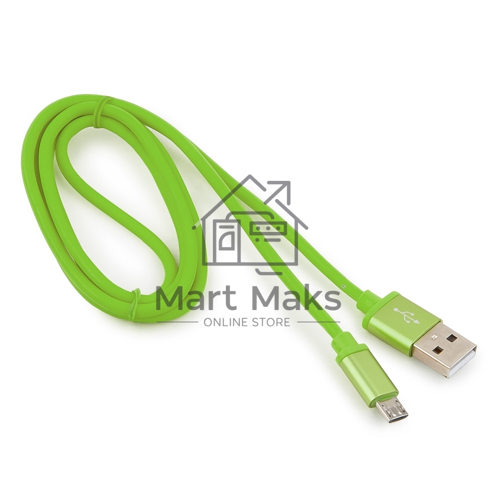 Кабель USB2.0 Cablexpert CC-S-mUSB01Gn-1M, AM/microB, серия Silver, длина 1м, зеленый, блистер