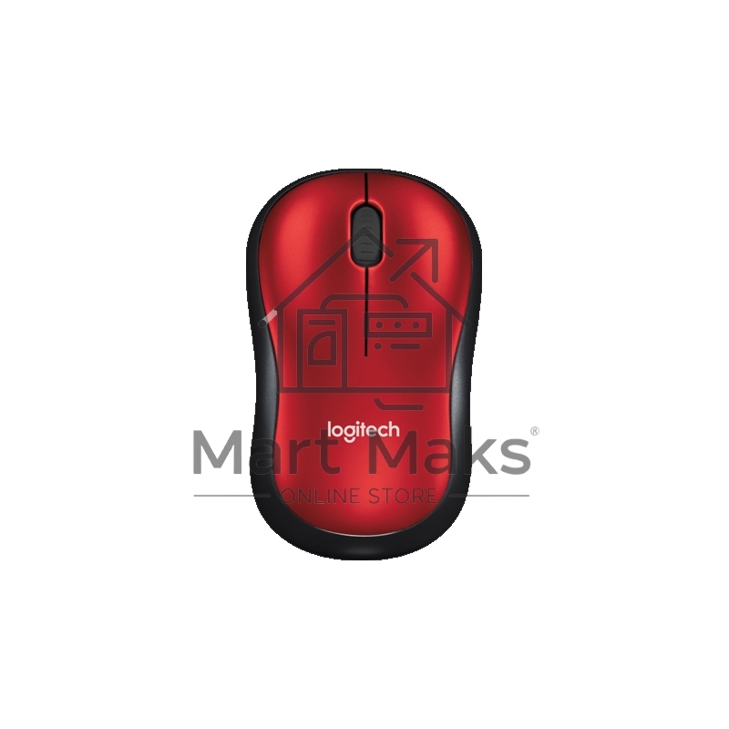Мышь беспроводная Logitech M185, красный, 1000 dpi, радиоканал, USB, кнопки - 3