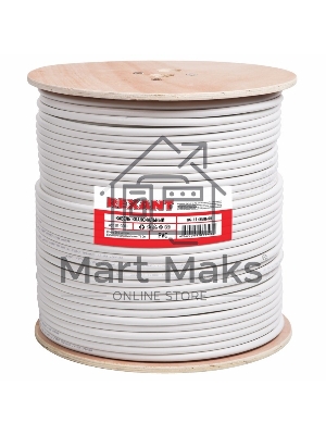 Кабель коаксиальный магистральный Rexant RG-11U, 75 Ом, CCS/Al/Al, 83%, бухта 305 м, белый