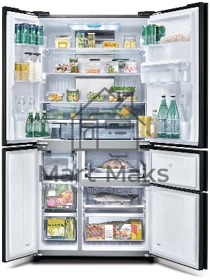 Холодильник Sharp SJWX99ABK серый, трехкамерный морозилка снизу 423/179л