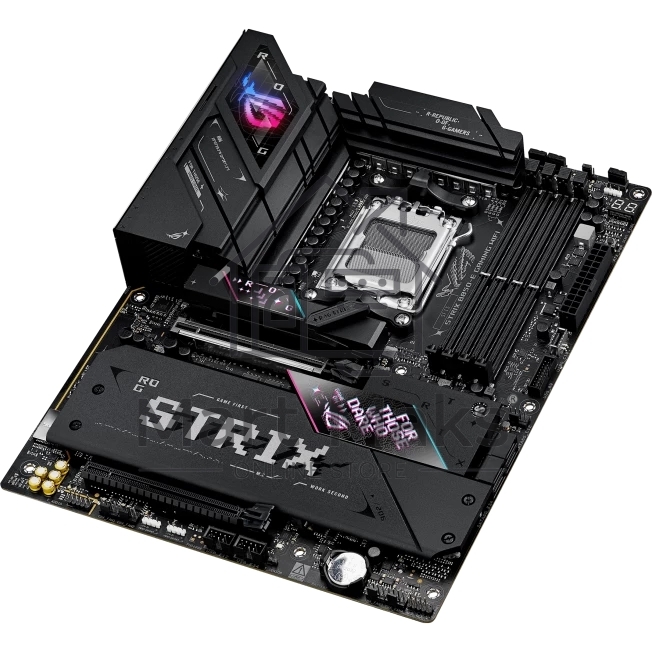 Материнская плата ASUS ROG STRIX B850-E GAMING WIFI, AM5, AMD B850, 4xDDR5, 4xSATA, 5xM.2, 1xPCI-E 5.0 x16, 1xPCI-E 4.0 x16, 1xRealtek 5Gb Ethernet, 1xUSB-C 4, 1xUSB-C 20Gbps, 6xUSB-A 10Gbps, 4xUSB-A 2.0, 3x3.5 мм, 7.1, ATX