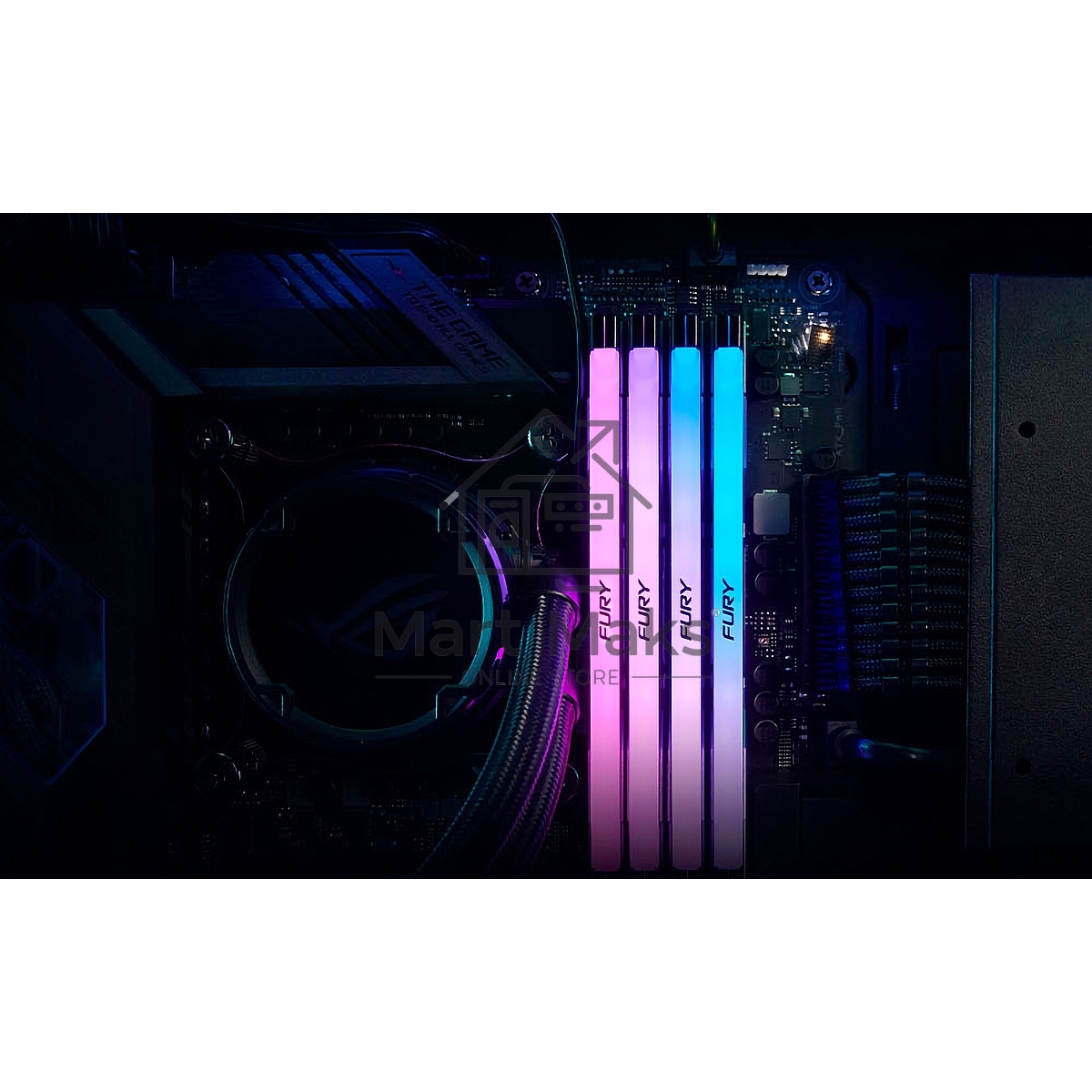 Оперативная память Kingston Fury Renegade, DDR5, 32GB (2x16GB), 8000MHz, CL38, DIMM, радиатор, RGB, серебристый/черный