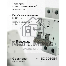 Автоматический выключатель Гарнизон CB-4763-2-50-4.5-C, ВА 47-63, 2P, 50А, 4.5кА (C)