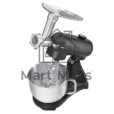 Кухонная машина Korting KKM 0107 MB N, мощность 1500 Вт, 5 насадок, объем чаши 6.5 л, сенсорный дисплей/механическое управление, планетарное вращение, 11 скоростей, турборежим, импульсный режим, таймер, насадка для смешивания/крюк для теста/веничк/мясорубка, черный