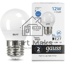 Лампа светодиодная Gauss Elementary 53232 12Вт цок.: E27 шар 220B 6500K св. свеч. бел. хол. (упак.: 10 шт)