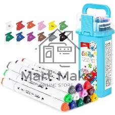 Набор маркеров для скетчинга Deli EC187-12 ColoRun 11мм, 150мм, трехгранный корпус, двойной пишущий наконечник, 1-5мм, 12 цветов, ассорти, пластиковая коробка (12шт.)