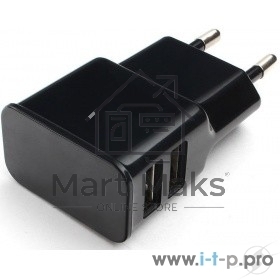 Адаптер питания Cablexpert MP3A-PC-12 100/220V - 5V USB 2 порта, 2.1A, черный