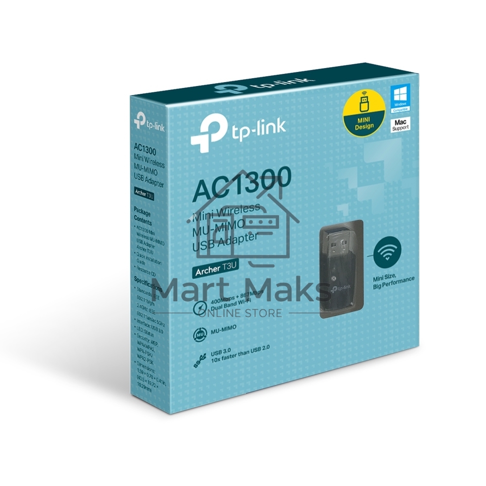 Адаптер TP-LINK Archer T3U AC1300 Мини Wi-Fi MU-MIMO USB-адаптер