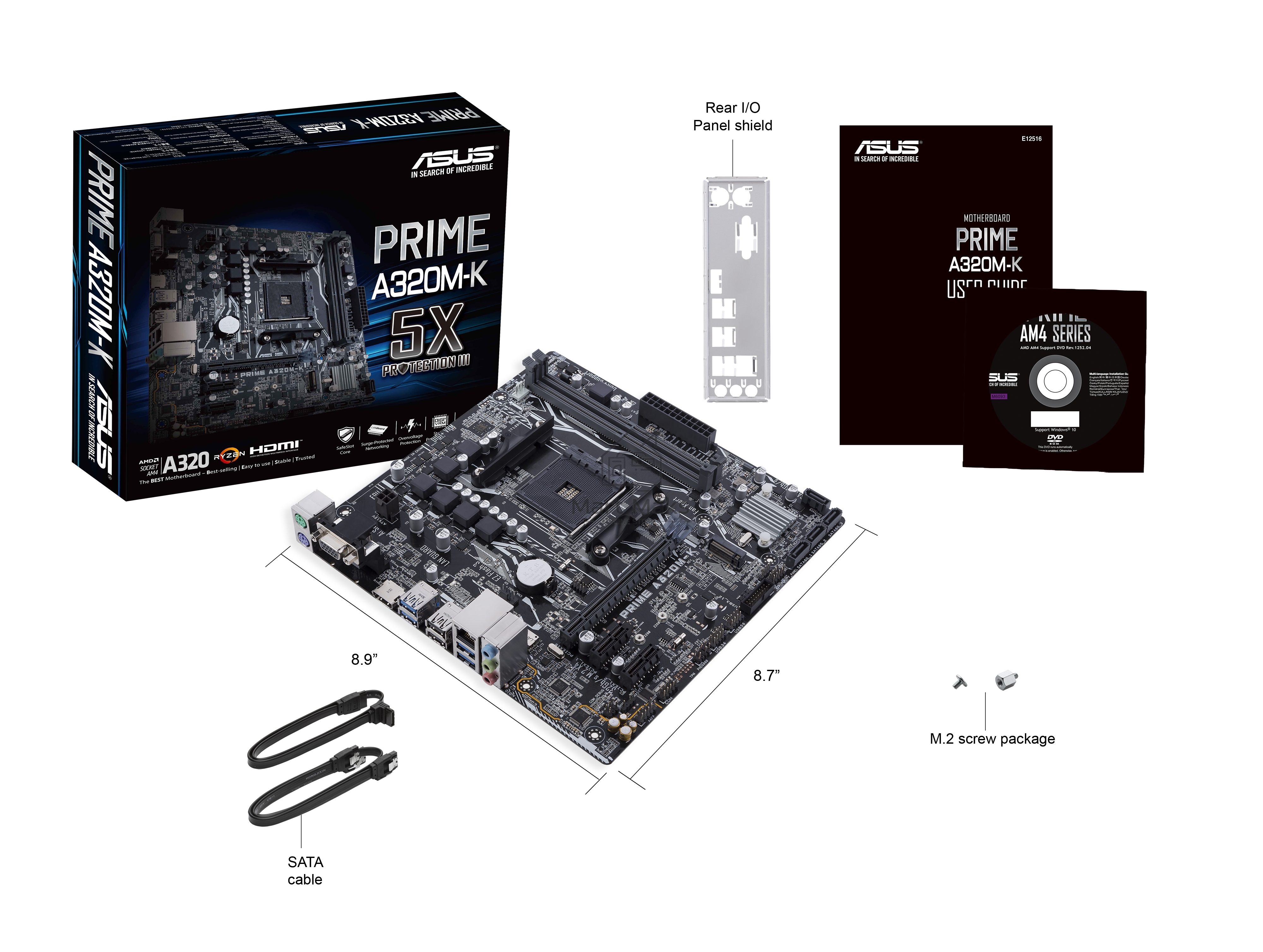 Материнская плата Asus PRIME A320M-K Soc-AM4 AMD A320 2xDDR4 mATX AC`97 8ch(7.1) GbLAN RAID+VGA+HDMI