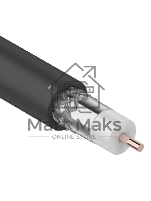 Кабель коаксиальный магистральный Rexant RG-11U, 75 Ом, CCS/Al/Al, 83%, бухта 305 м, черный OUTDOOR