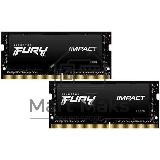 Оперативная память Kingston Fury Impact, DDR4, 16GB (2x8GB), 3200MHz, CL20, SO-DIMM