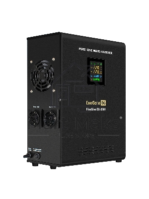 Источник бесперебойного питания (инвертор, синус, для котла, настенный) ExeGate FineSine SX-2000.LCD.AVR.2SH 2000VA/1400W, чистая синусоида, цветной LCD-дисплей, AVR, 2*Schuko, линейно-интерактивный, внешняя батарея 24В до 200А·ч (поставляется отдельно), 