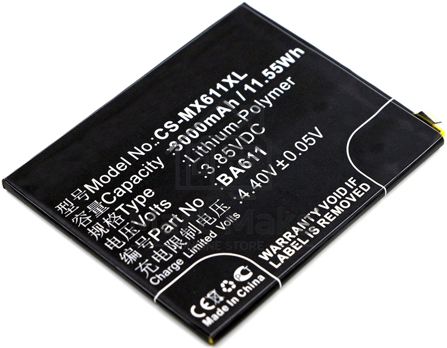 Аккумулятор CameronSinoCS-MX611XL BA611 для MeiZu M5, Meilan M53.85V / 3000mAh / 11.55Wh